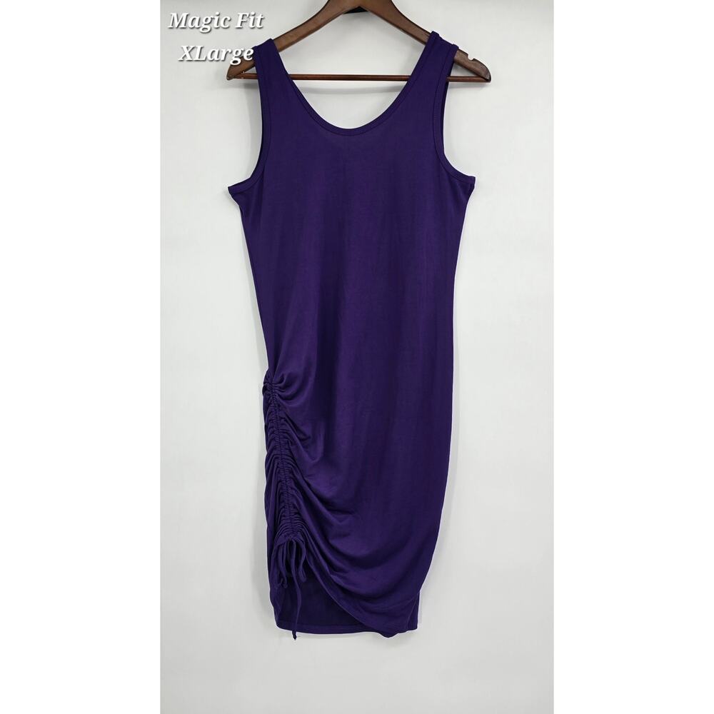 Royal Purple Ruched Tank‎ Dress XL Bodycon Stretch Knit Y2K Minimalist